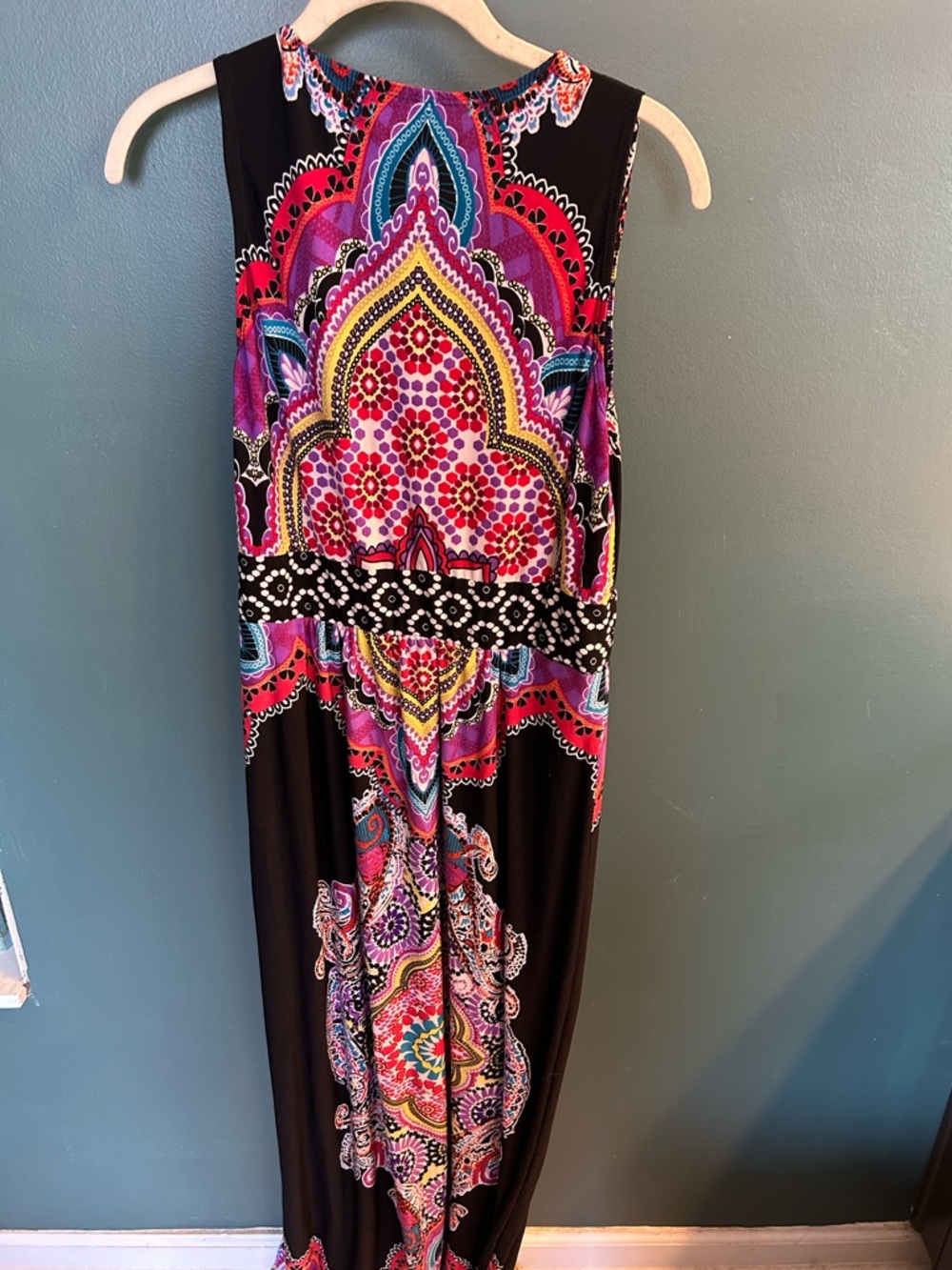 new directions Black Maxi Dress with Pink, Purple & Blue Paisley Print - Picture 2 of 4